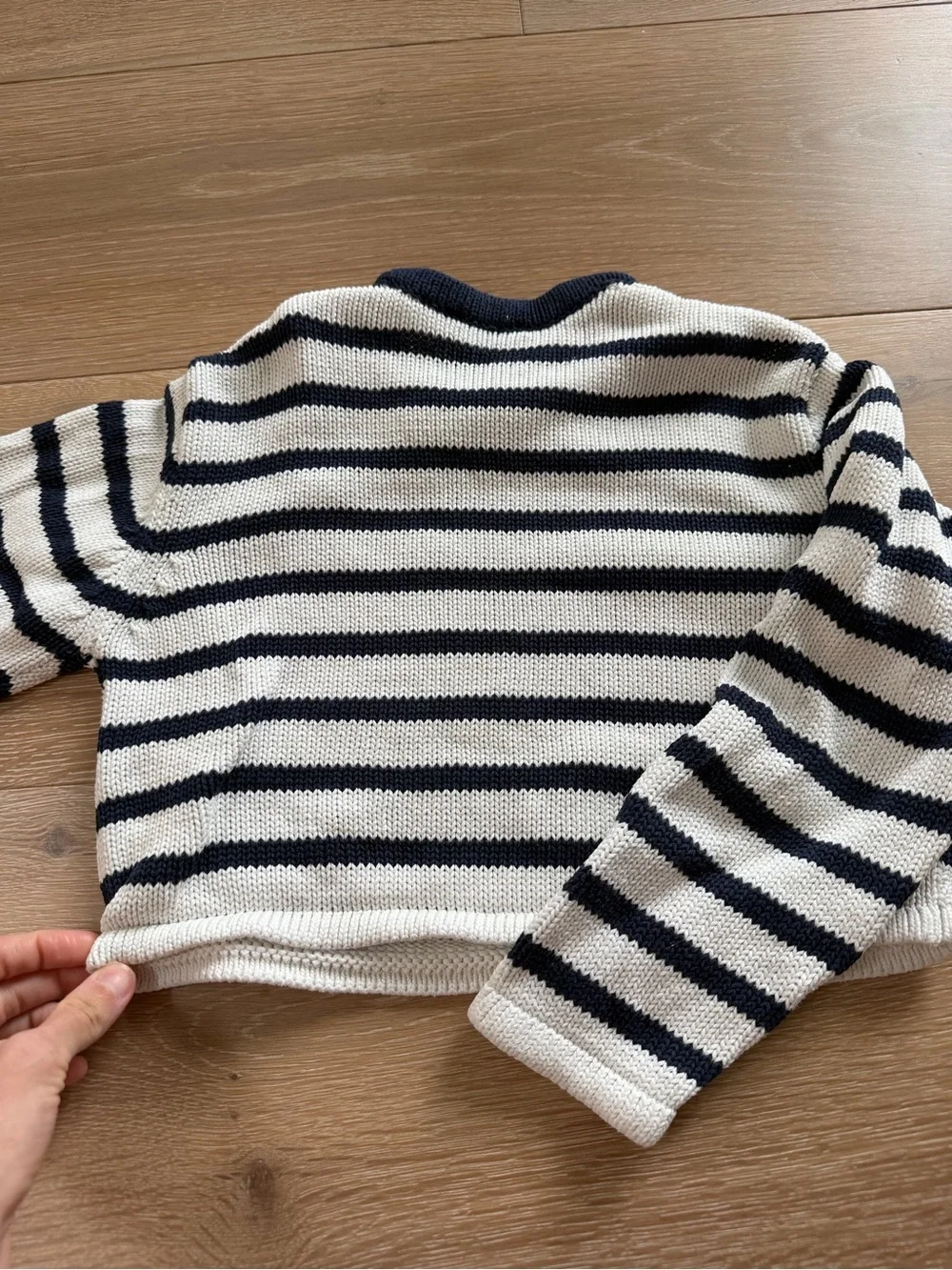 Mango Navy & Cream Striped Crewneck Sweater